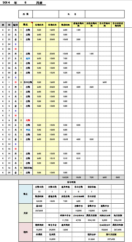 勤怠管理と給与計算（時給）