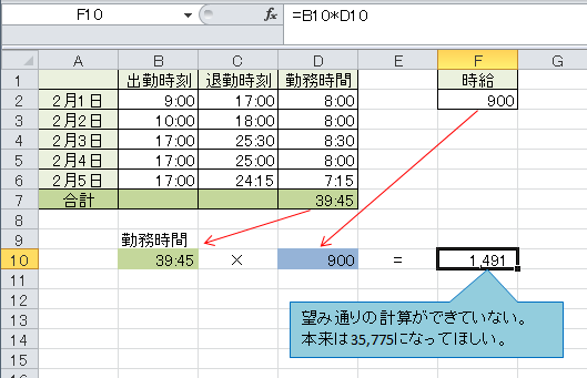 Excelで時間 時給を計算したい Excel勤怠テンプレート